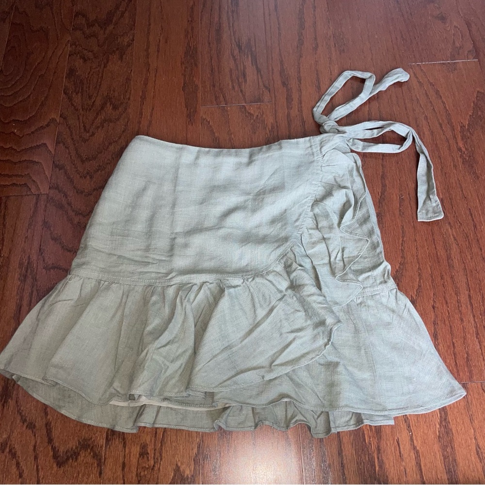 Army green princess polly wrap tie skirt size 10